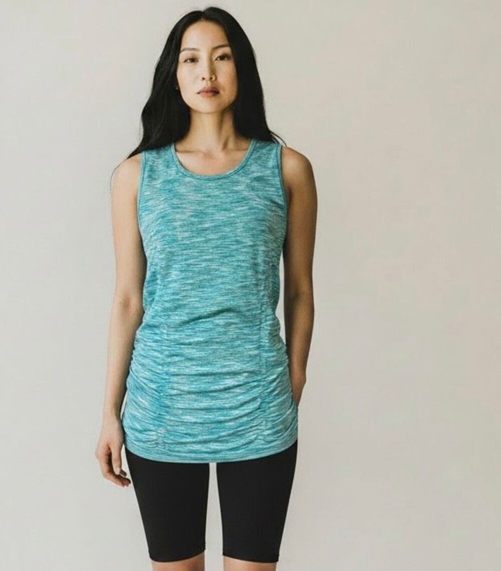 Athleta Women's Blue Sleeveless Side Ruching Fastest Track Tank Top size Medium